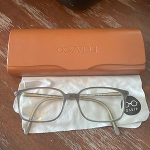 Oliver Peoples OV5335U 1549 Tosello Square gray eyeglasses with orange logo case